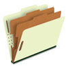 Six-Section Pressboard Classification Folders, 2" Expansion, 2 Dividers, 6 Fasteners, Letter Size, Green Exterior, 10/Box
