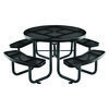 Perforated Steel Picnic Table, Round, 46" Dia x 29.5"h, Black Top, Black Base/Legs