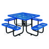 Expanded Steel Picnic Table, Square, 81 x 81 x 29.5, Blue Top, Blue Base/Legs