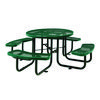 Expanded Steel Picnic Table, Round, 46" Dia x 29.5"h, Green Top, Green Base/Legs