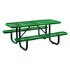 Expanded Steel Picnic Table, Rectangular, 72 x 62 x 29.5, Green Top, Green Base/Legs