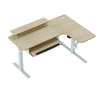 L-Shaped Standing Desk with Keyboard Tray, Right Desk, 61.25" x 43.25" x 34.38" to 52.88", Maple White/White