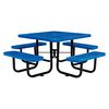 Perforated Steel Picnic Table, Square, 81 x 81 x 29.5, Blue Top, Blue Base/Legs