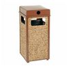 Stone Panel All Weather Trash Receptacle Urn, 12 gal, Steel, Brown