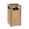 Stone Panel All Weather Trash Receptacle Urn, Open Ashtray Top, 24 gal, Steel, Brown