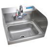 <strong>BK Resources</strong><br />Stainless Steel Hand Sink with Side Splashes and Faucet, 14" l x 10" w x 5" h, Ships in 4-6 Business Days