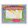 Congratulations Colorful Classic Certificates, 11 x 8.5, Horizontal Orientation, Assorted Colors with White Border, 30/Pack