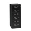 Six-Drawer Multimedia/card File Cabinet, Black, 21.25" X 28.5" X 52"