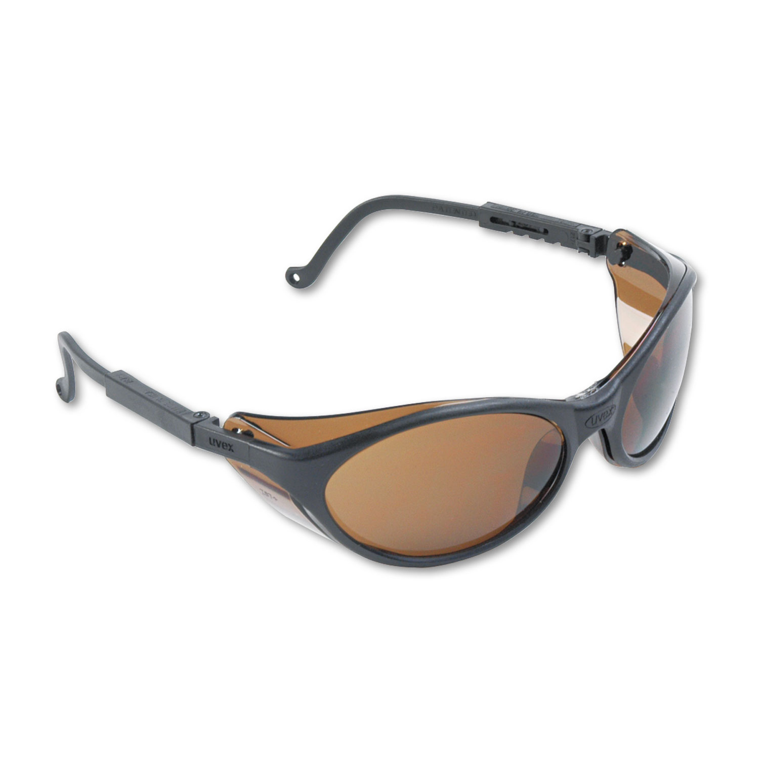  Honeywell Uvex S1603 Bandit Wraparound Safety Glasses, Black Nylon Frame, Espresso Lens (UVXS1603) 