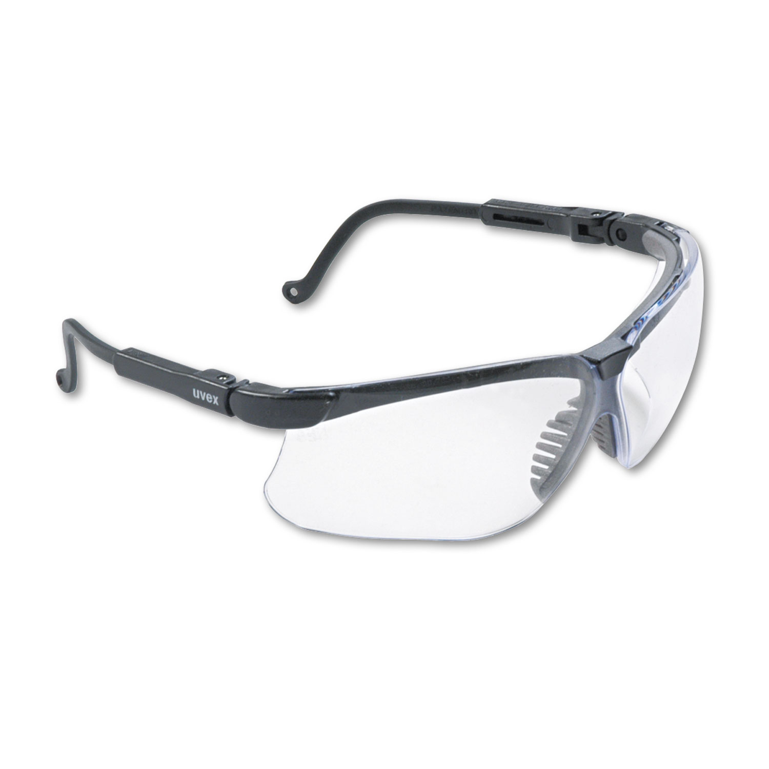  Honeywell Uvex S3200 Genesis Wraparound Safety Glasses, Black Plastic Frame, Clear Lens (UVXS3200) 