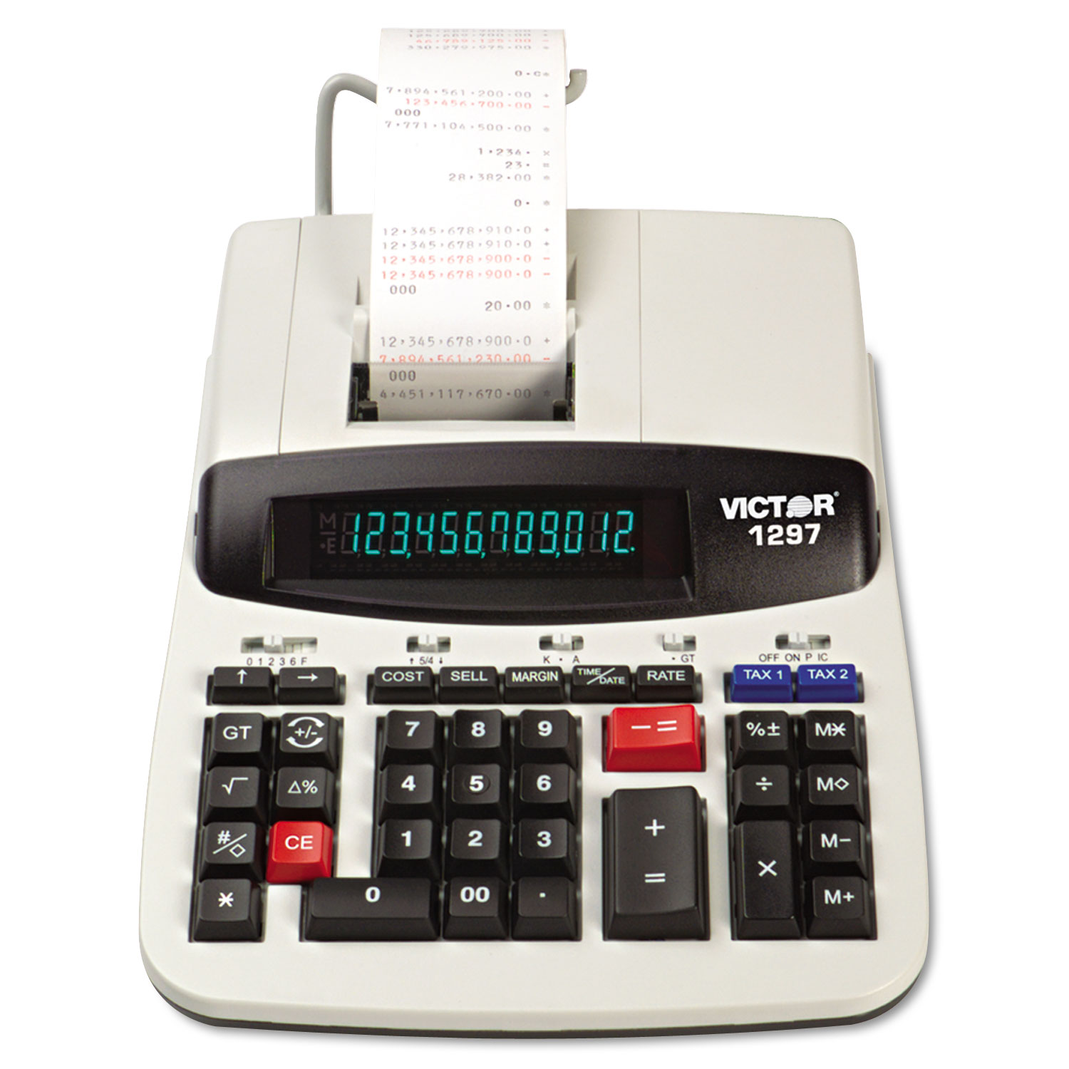  Victor 1297 1297 Two-Color Commercial Printing Calculator, Black/Red Print, 4 Lines/Sec (VCT1297) 