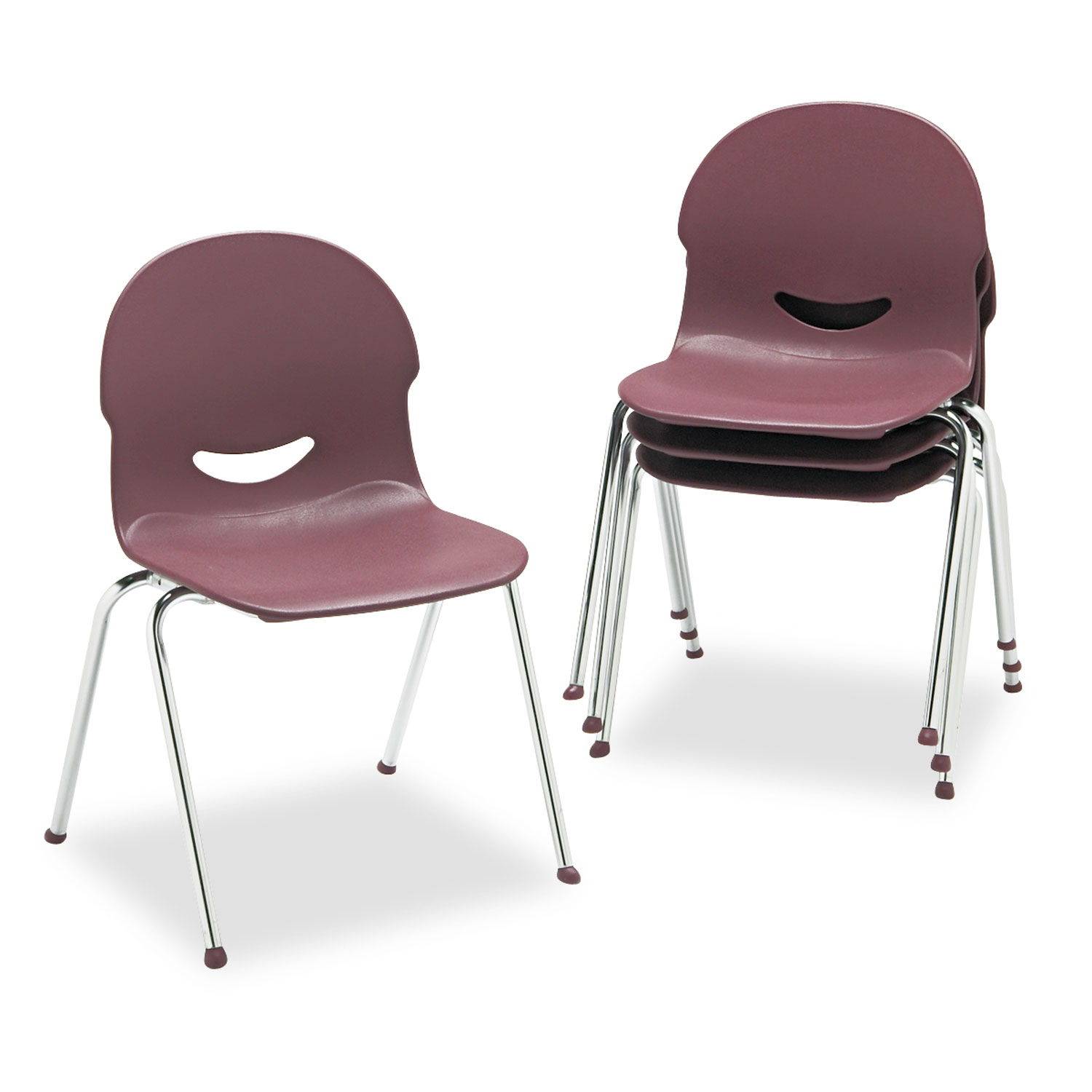 IQ Series Stack Chair, 17-1/2 Seat Height, Wine/Chrome, 4/Carton