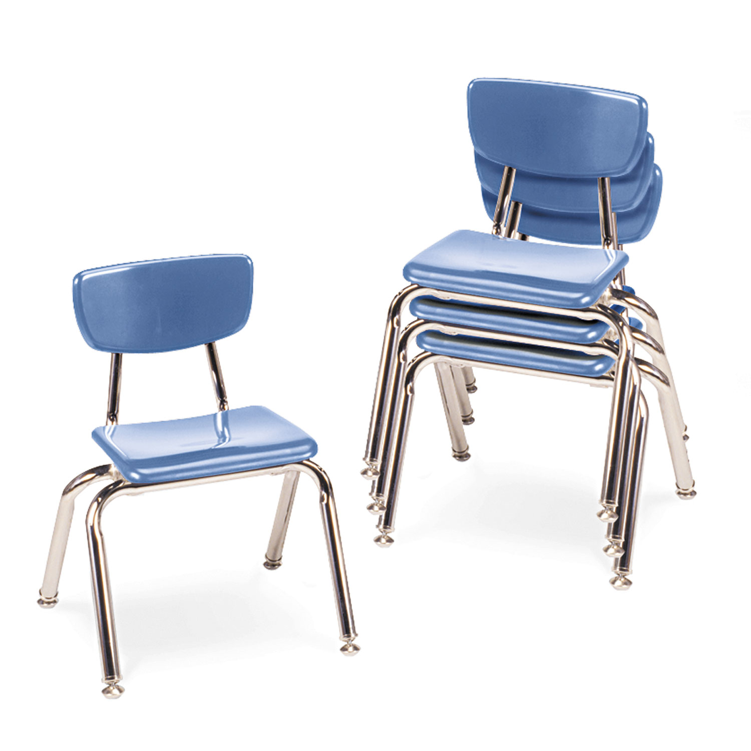 3000 Series Classroom Chairs, 12 Seat Height, Blueberry, 4/Carton