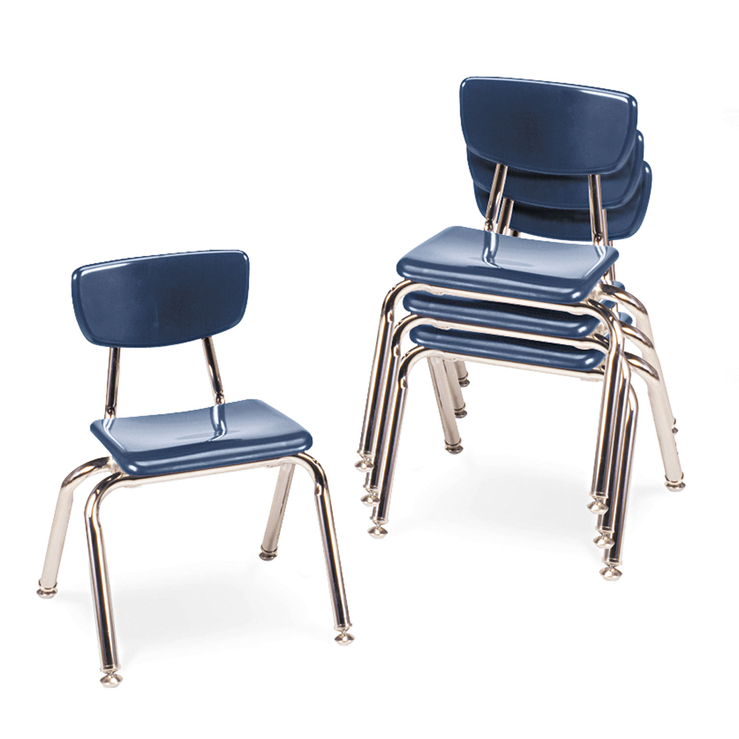 3000 Series Classroom Chairs, 12 Seat Height, Navy, 4/Carton