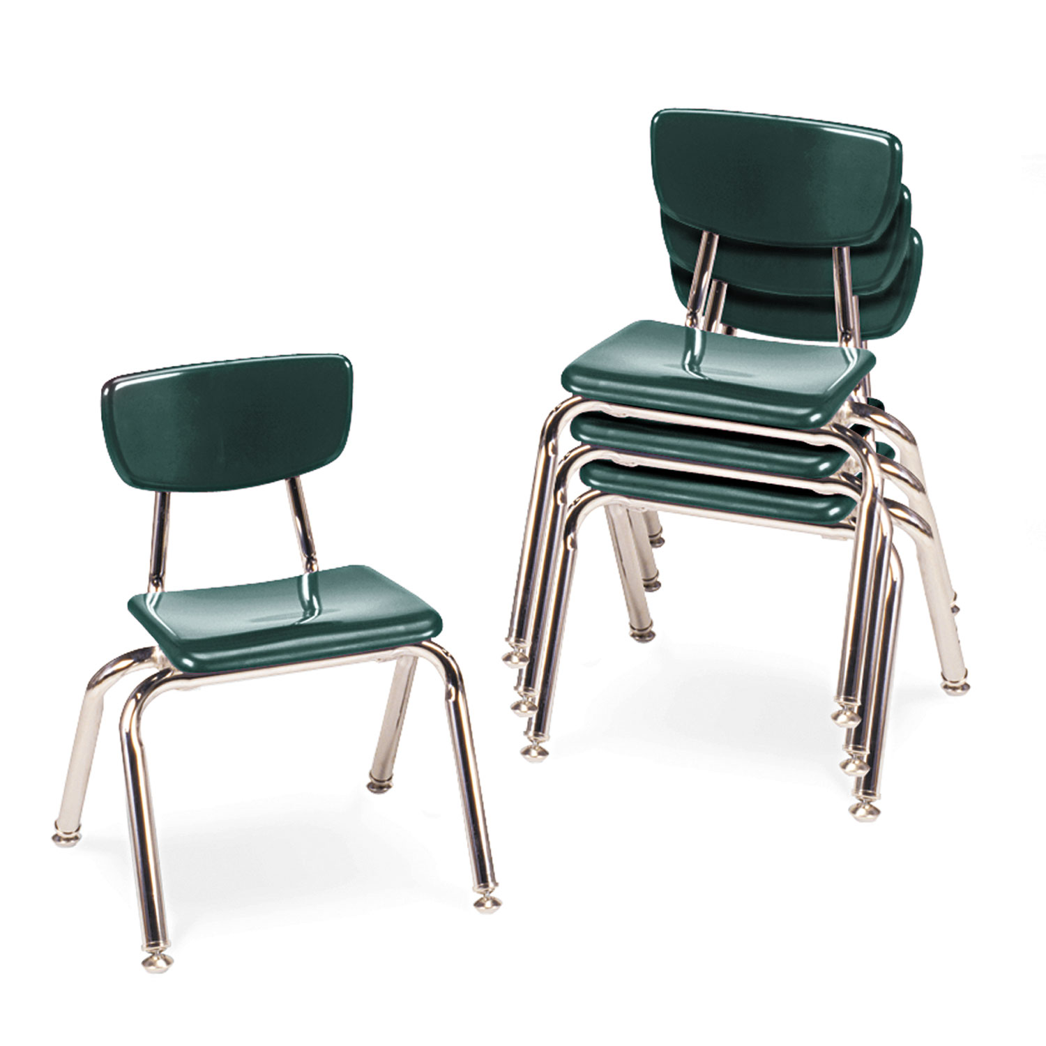 3000 Series Classroom Chairs, 12 Seat Height, Forest Green, 4/Carton