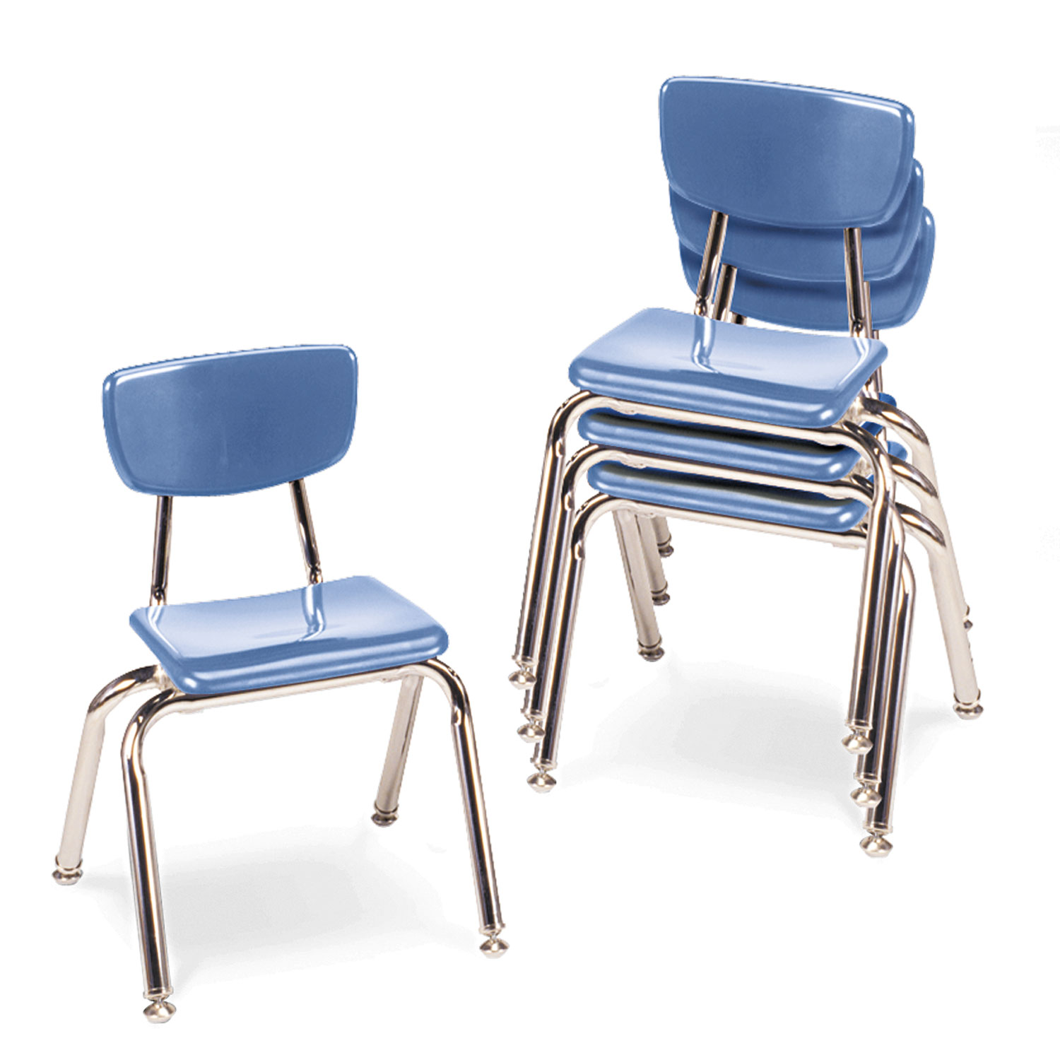 3000 Series Classroom Chairs, 14 Seat Height, Blueberry, 4/Carton