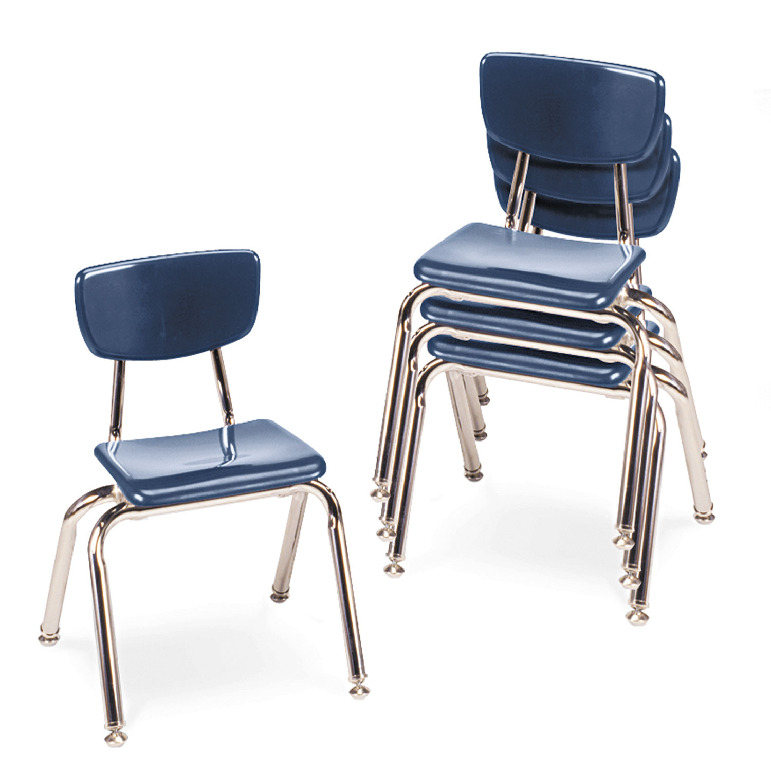 3000 Series Classroom Chairs, 14 Seat Height, Navy, 4/Carton