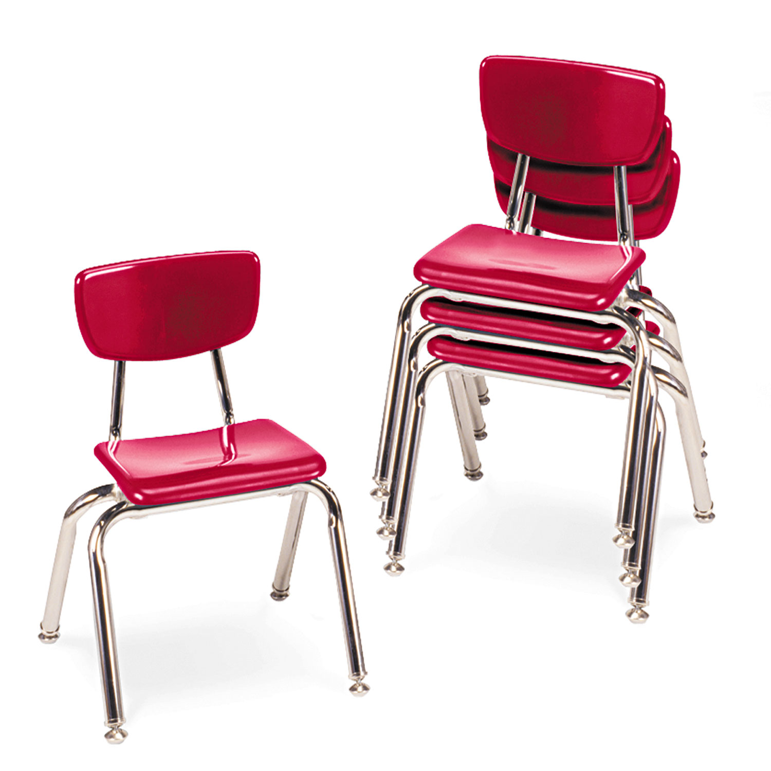 3000 Series Classroom Chairs, 14 Seat Height, Red, 4/Carton