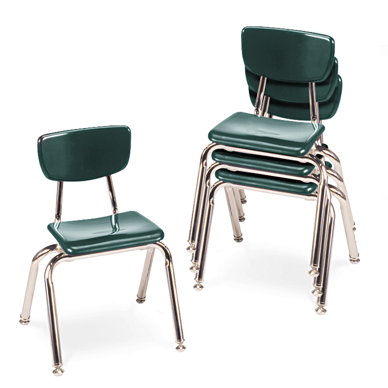 3000 Series Classroom Chairs, 14 Seat Height, Forest Green, 4/Carton