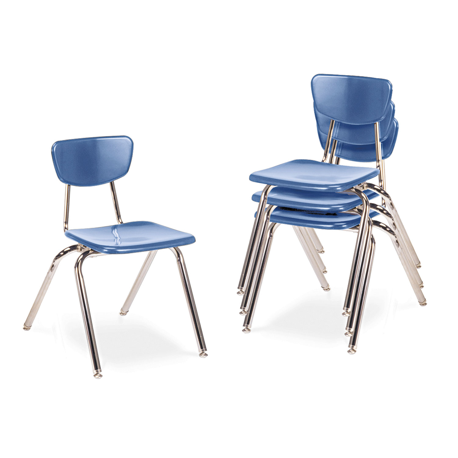 3000 Series Classroom Chairs, 16 Seat Height, Blueberry, 4/Carton