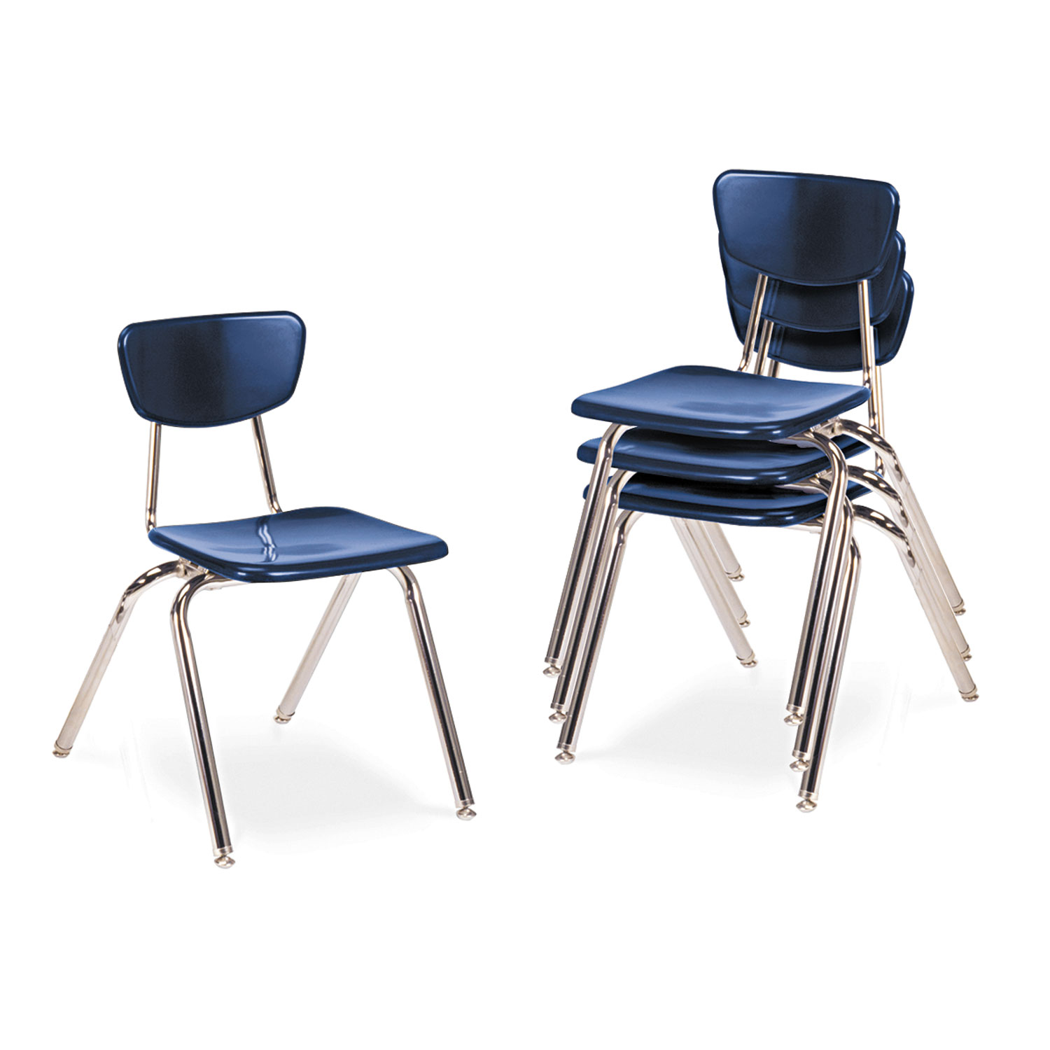 3000 Series Classroom Chairs, 16 Seat Height, Navy, 4/Carton