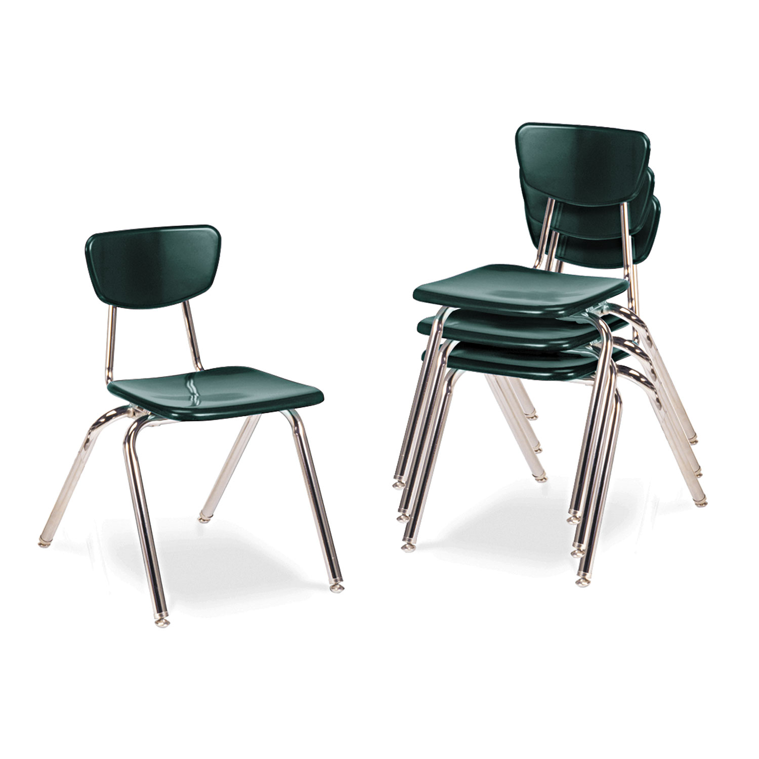 3000 Series Classroom Chairs, 16 Seat Height, Forest Green, 4/Carton