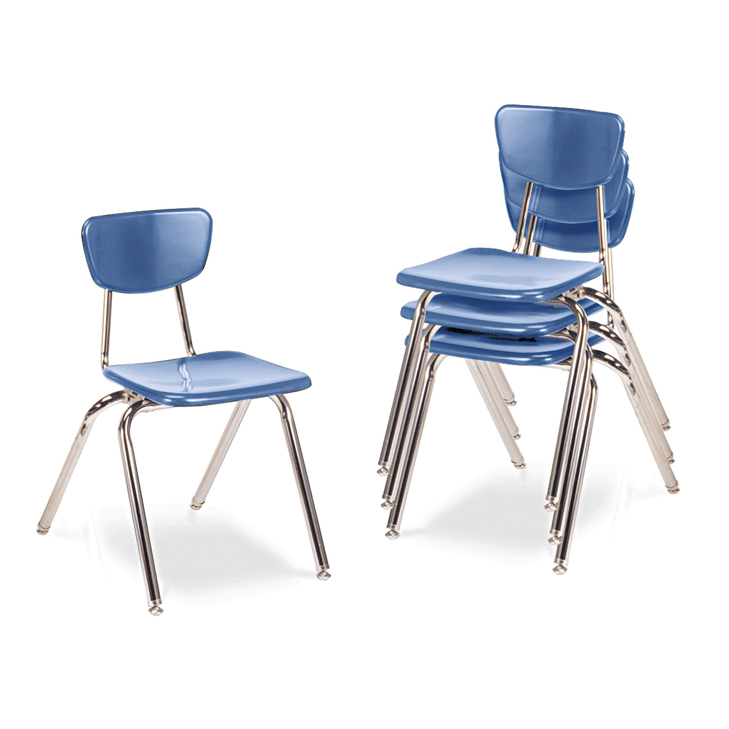 3000 Series Classroom Chairs, 18 Seat Height, Blueberry, 4/Carton