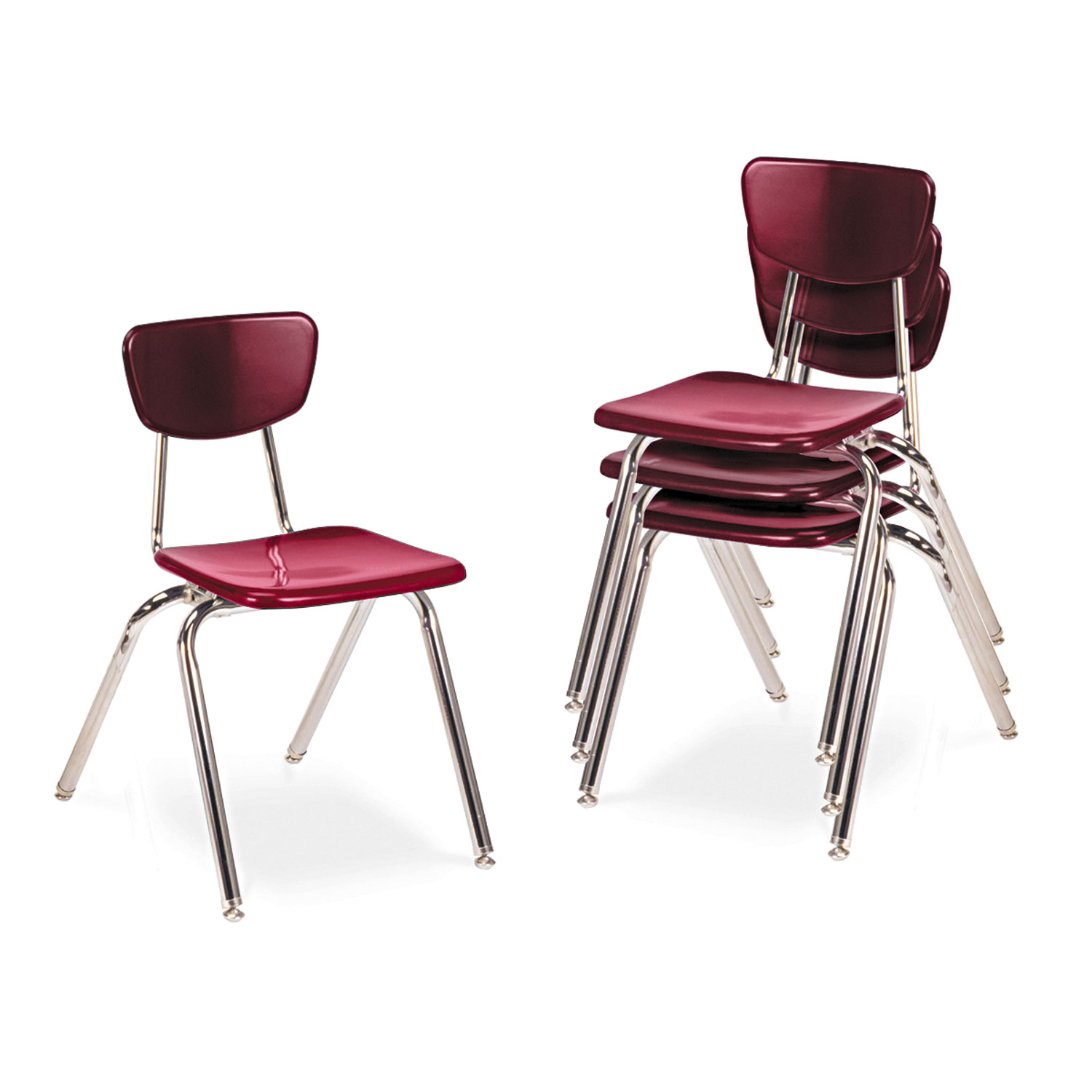 3000 Series Classroom Chairs, 18 Seat Height, Wine, 4/Carton