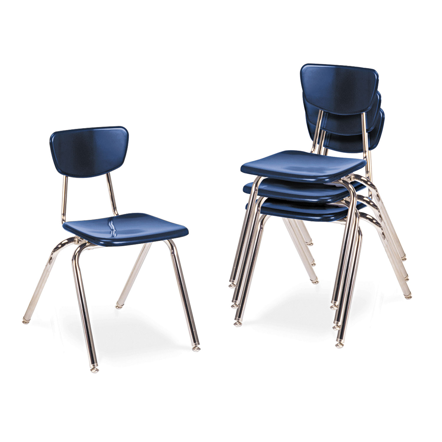 3000 Series Classroom Chairs, 18 Seat Height, Navy, 4/Carton