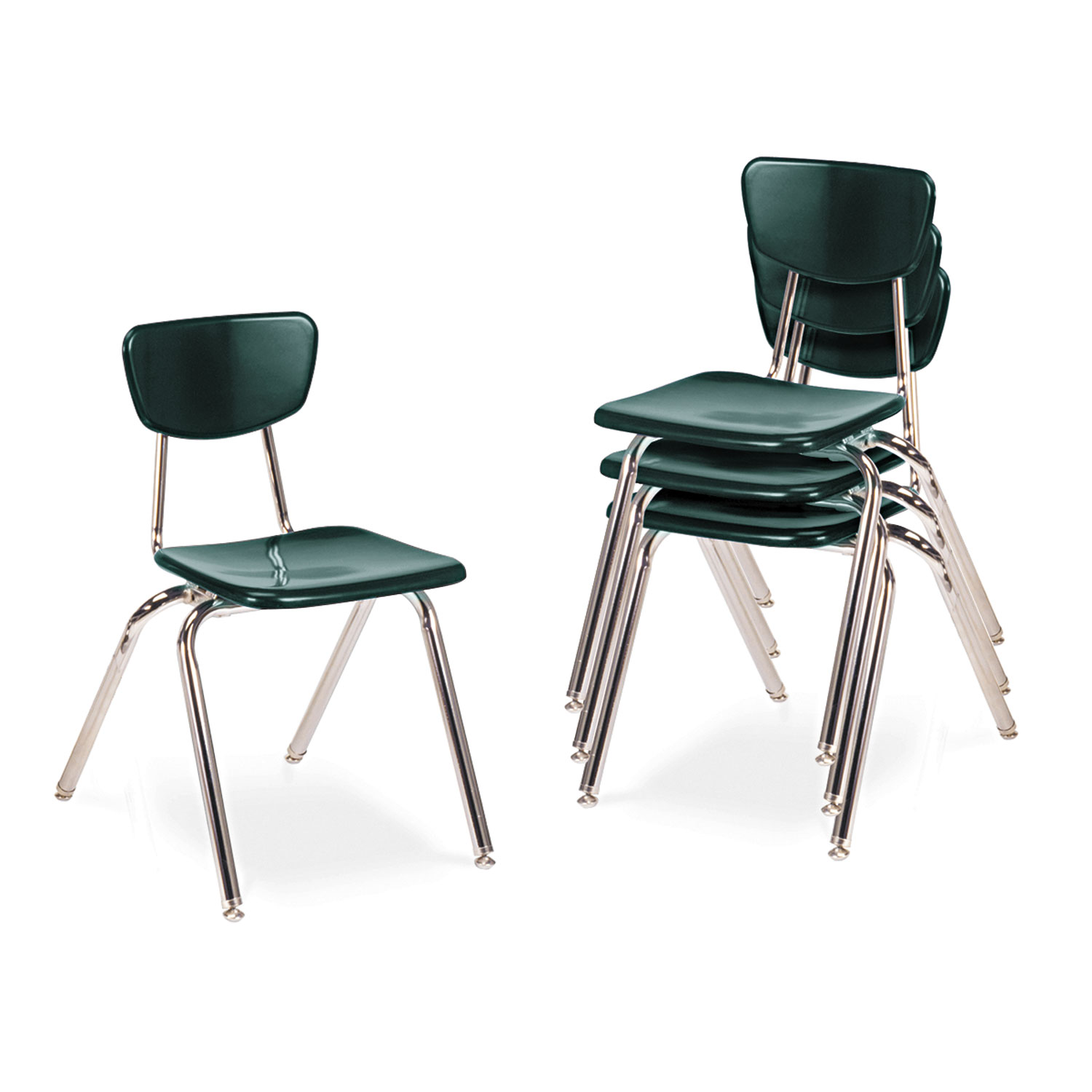 3000 Series Classroom Chairs, 18 Seat Height, Forest Green, 4/Carton