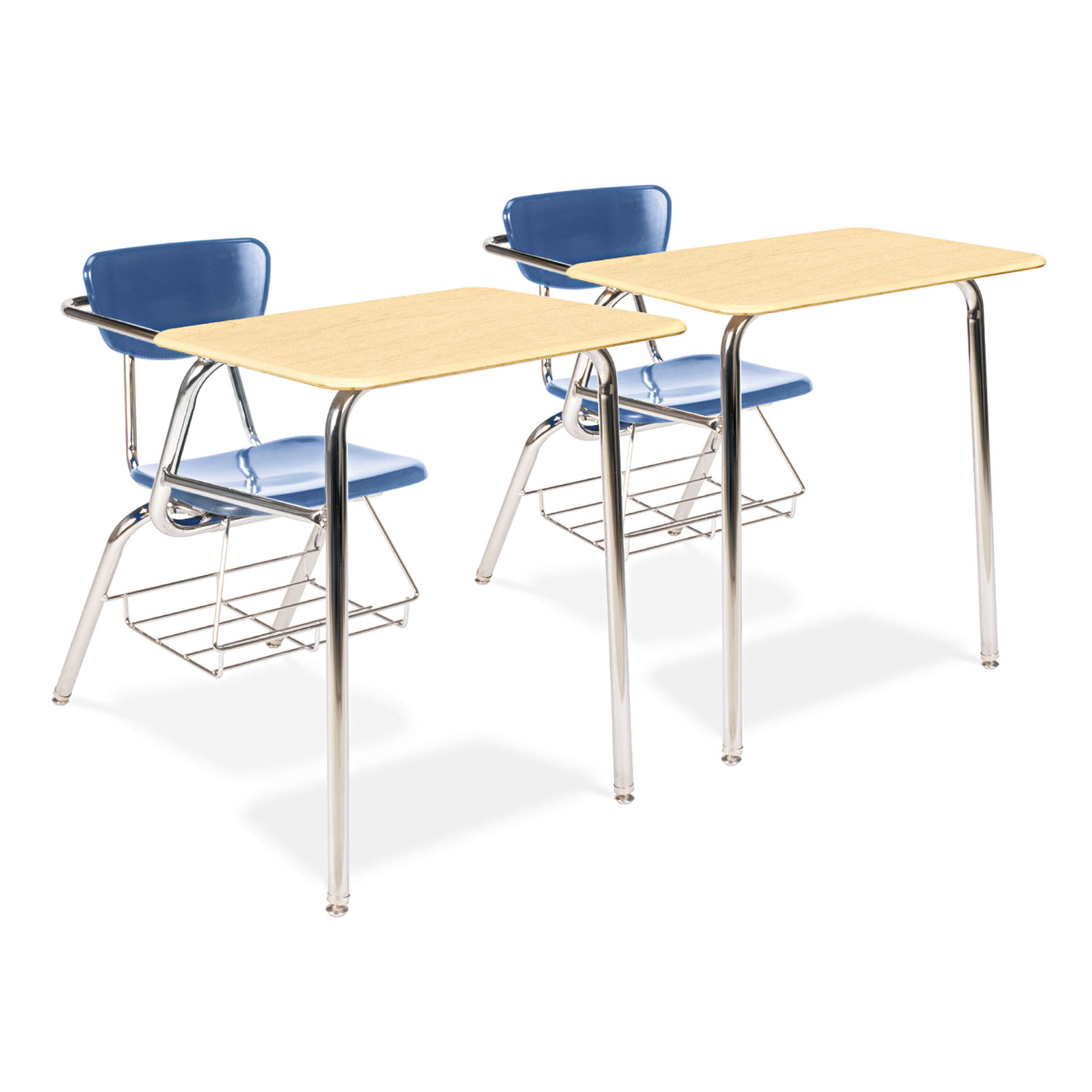 3400 Series Chair Desk, 22-3/4w x 35-3/4d x 29-1/4h, Fusion Maple/Blueberry,2/CT