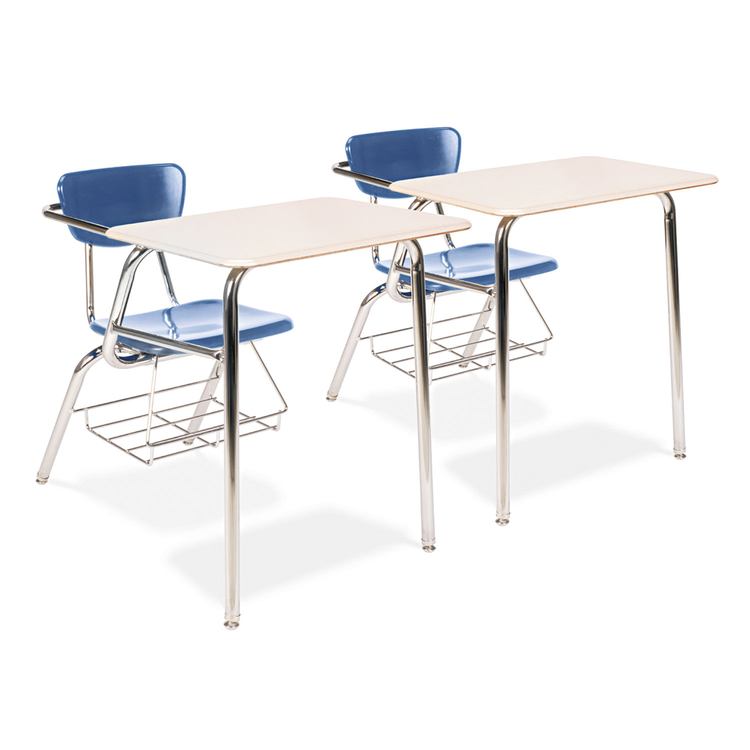 3400 Series Chair Desk, 22-3/4w x 35-3/4d x 29-1/4h, Sandstone/Blueberry, 2/CT