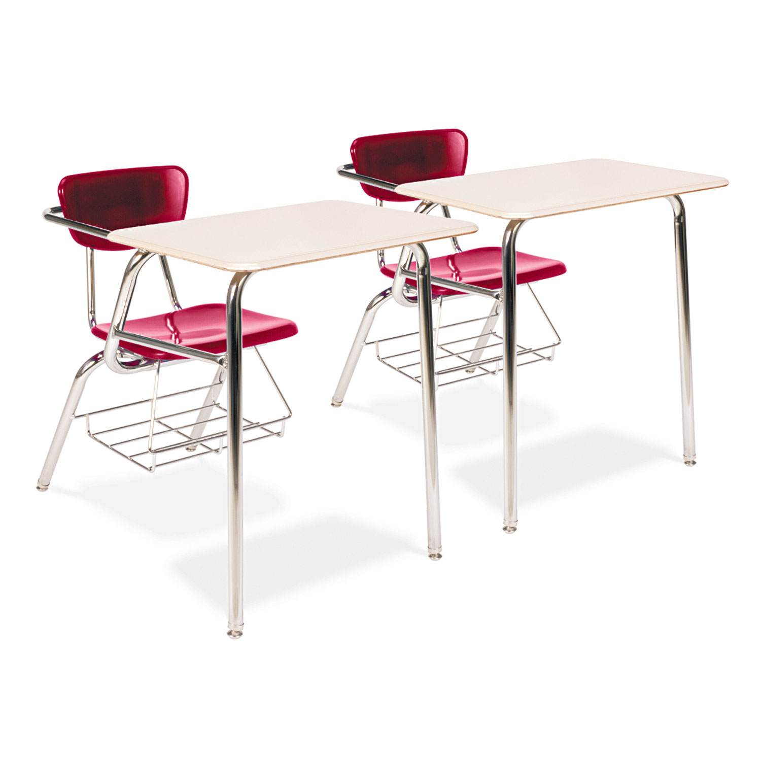 3400 Series Chair Desk, 22-3/4w x 35-3/4d x 29-1/4h, Sandstone/Red, 2/Carton
