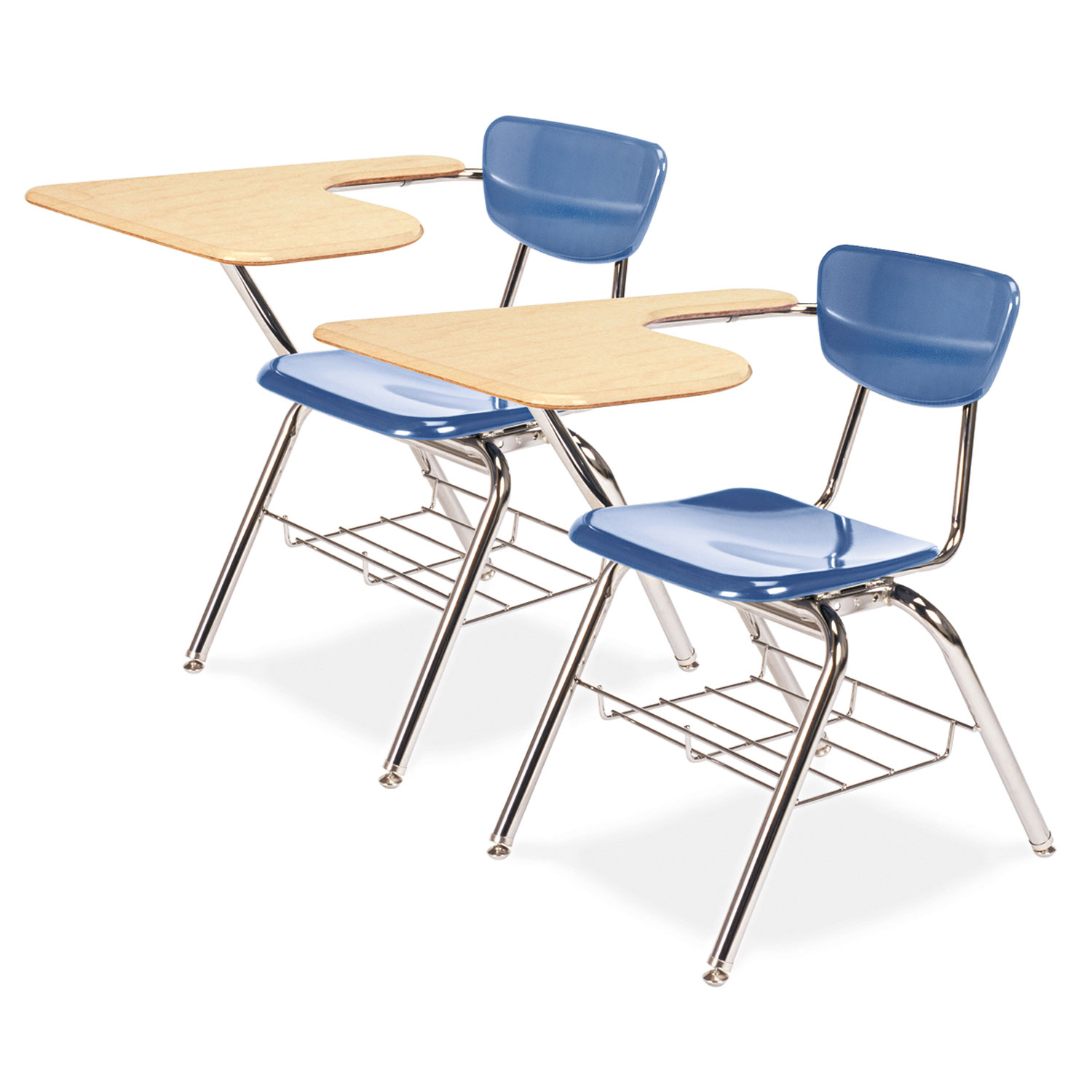 3700 Series Chair Desk, 20w x 31d x 30-1/2h, Fusion Maple/Blueberry, 2/Carton