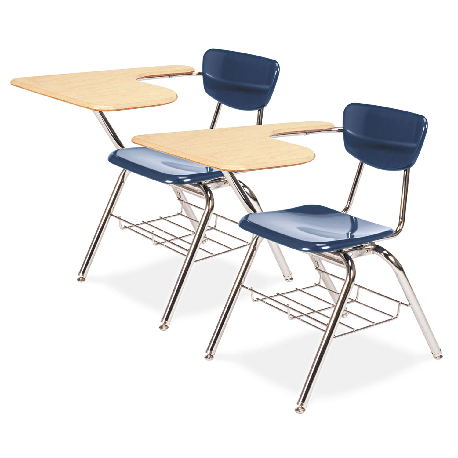 3700 Series Chair Desk, 20w x 31d x 30-1/2h, Fusion Maple/Navy, 2/Carton
