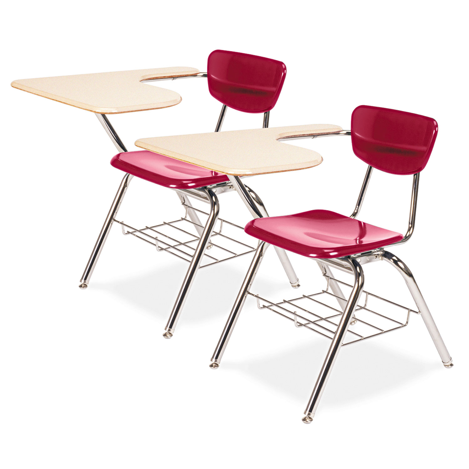 3700 Series Chair Desk, 20w x 31d x 30-1/2h, Sandstone Top/Red, 2/Carton