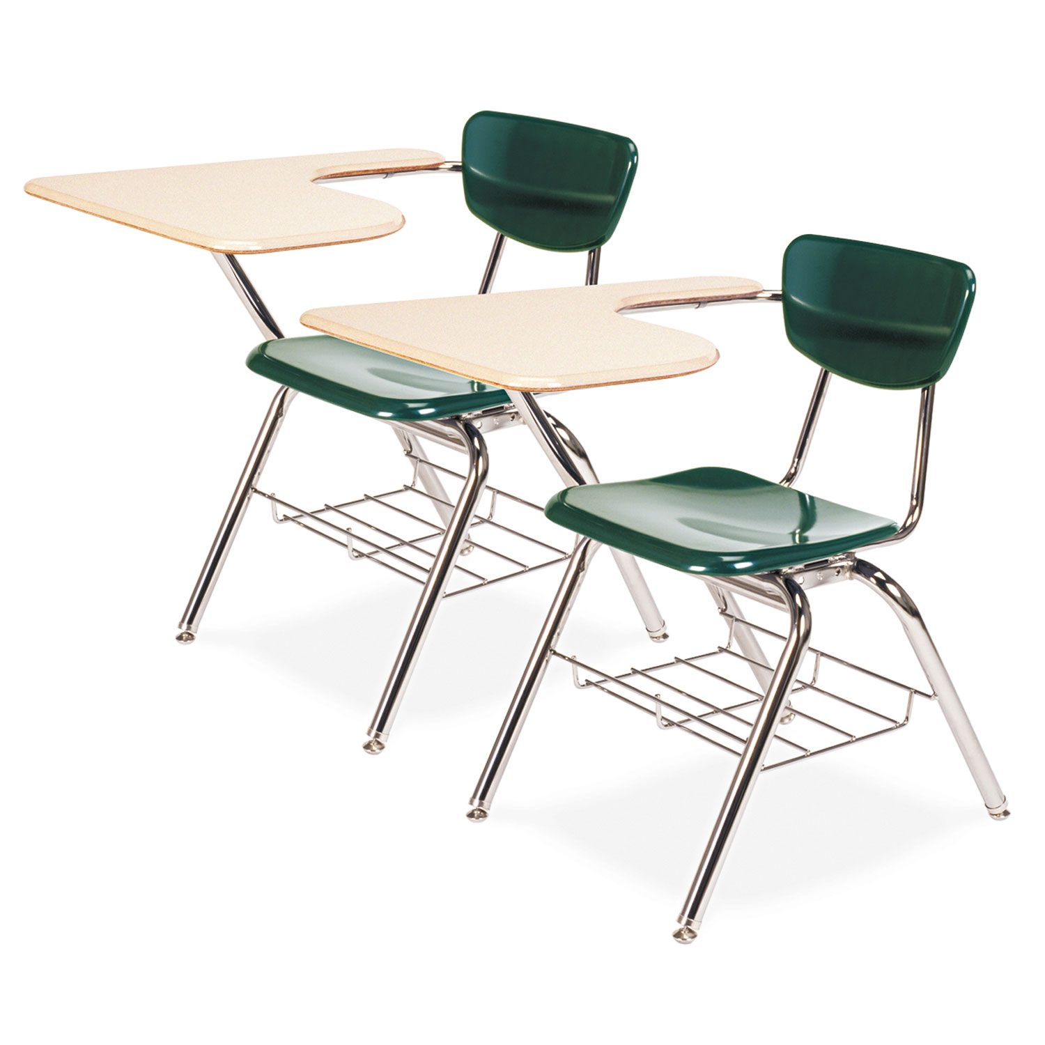 3700 Series Chair Desk, 20w x 31d x 30-1/2h, Sandstone/Forest Green, 2/Carton