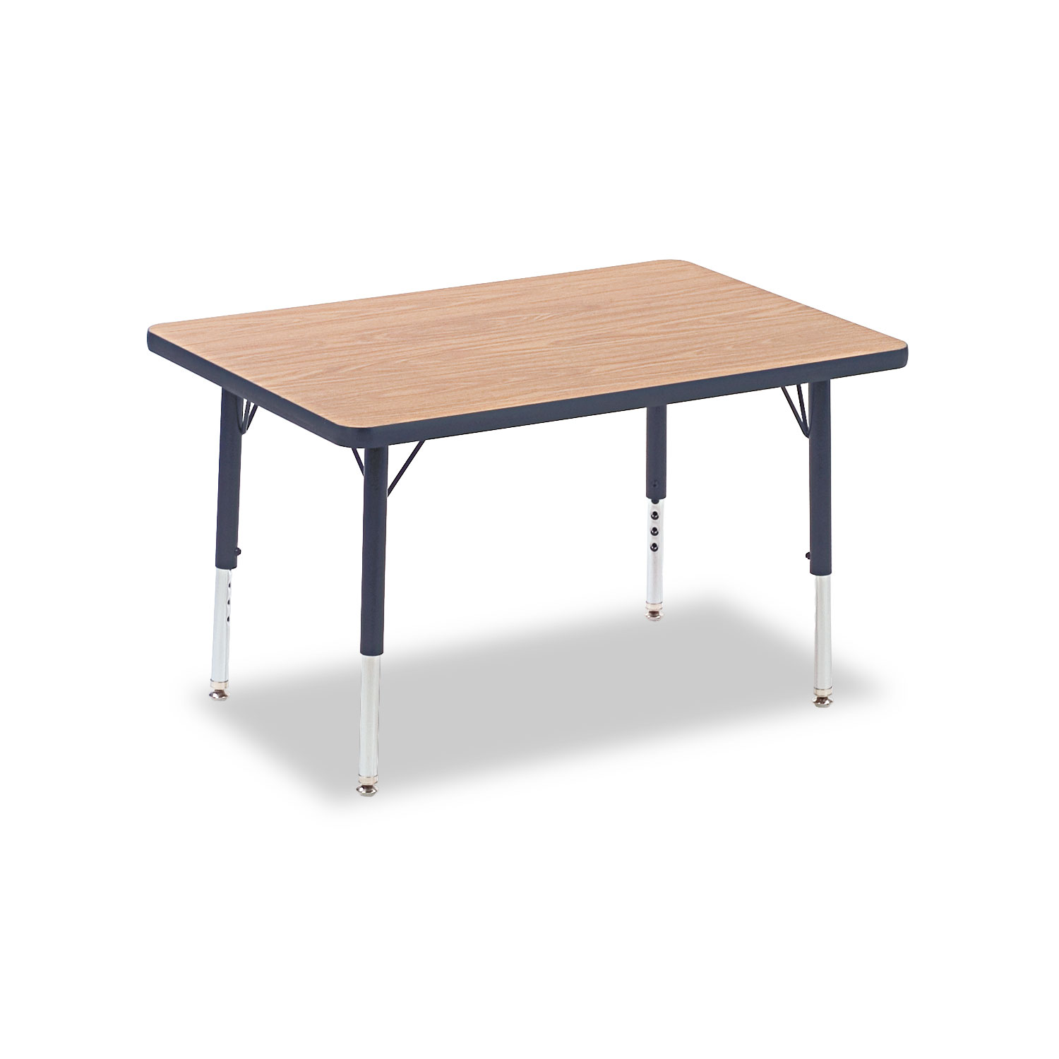 4000 Series Rectangular Activity Table, 24w x 36d x 22-30h, Medium Oak/Black Top