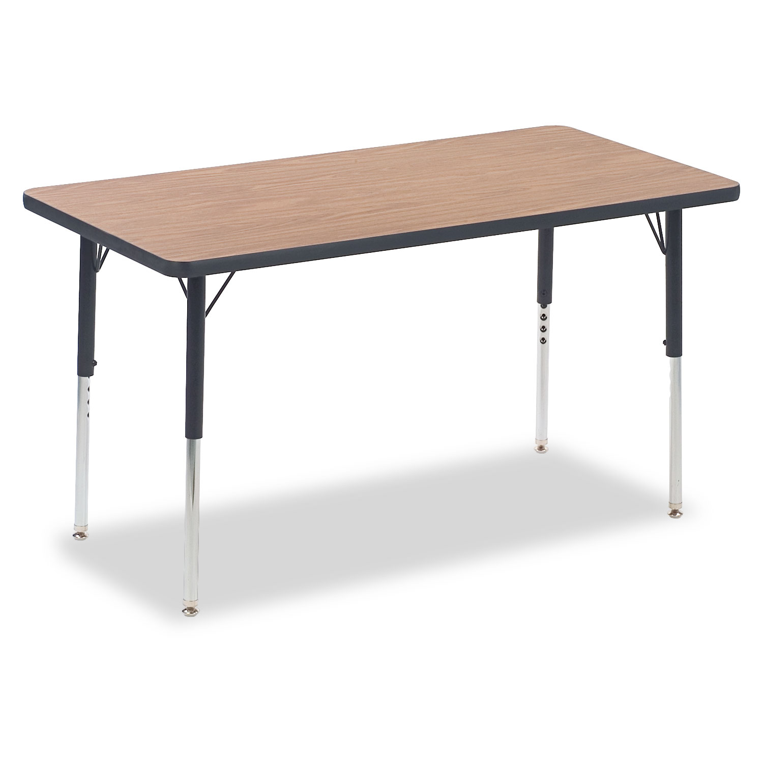 4000 Series Rectangular Activity Table, 24w x 48d x 30h, Medium Oak/Chrome
