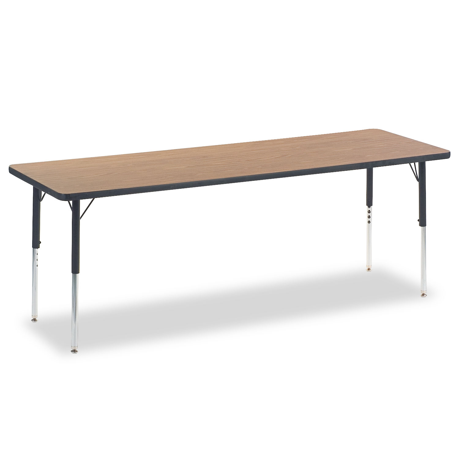 4000 Series Rectangular Activity Table, 24w x 72d x 30h, Medium Oak/Chrome