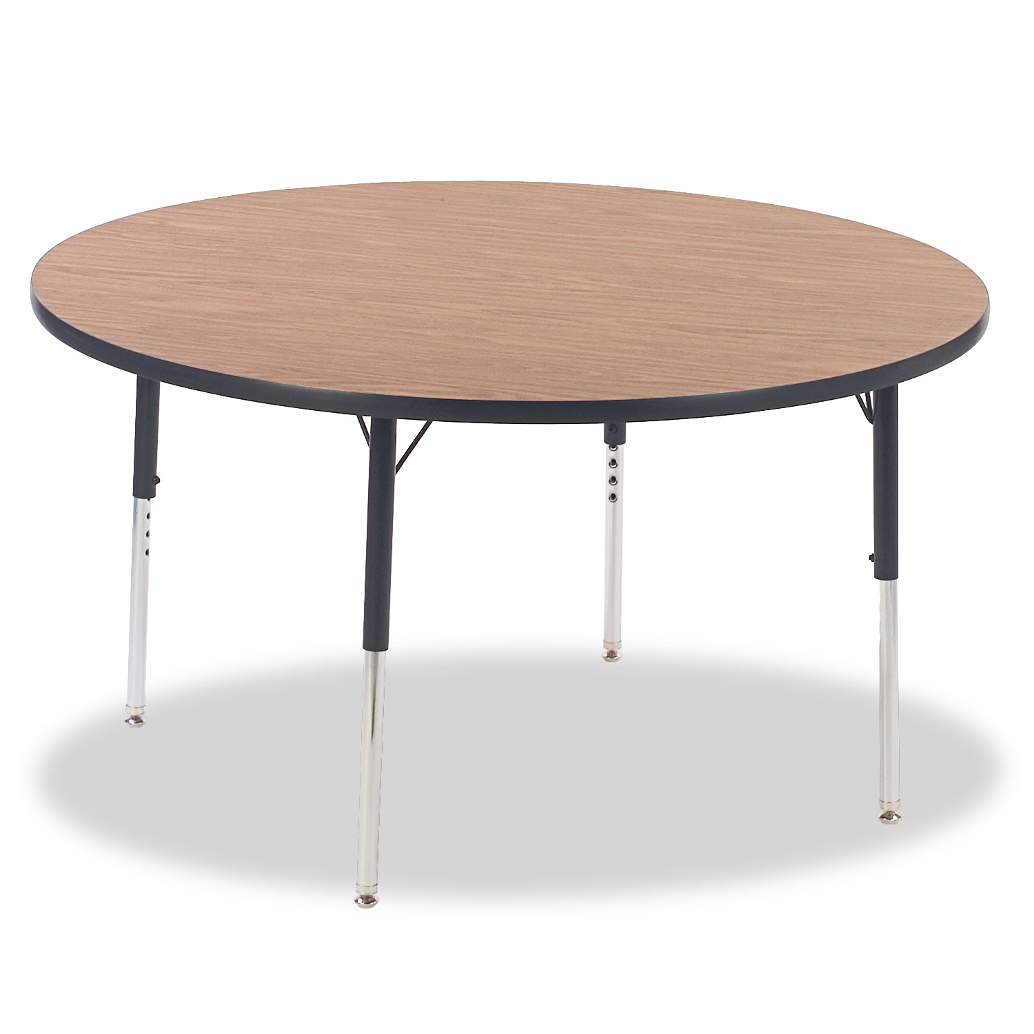 4000 Series Round Activity Table, 48 dia. x 30h, Medium Oak/Chrome