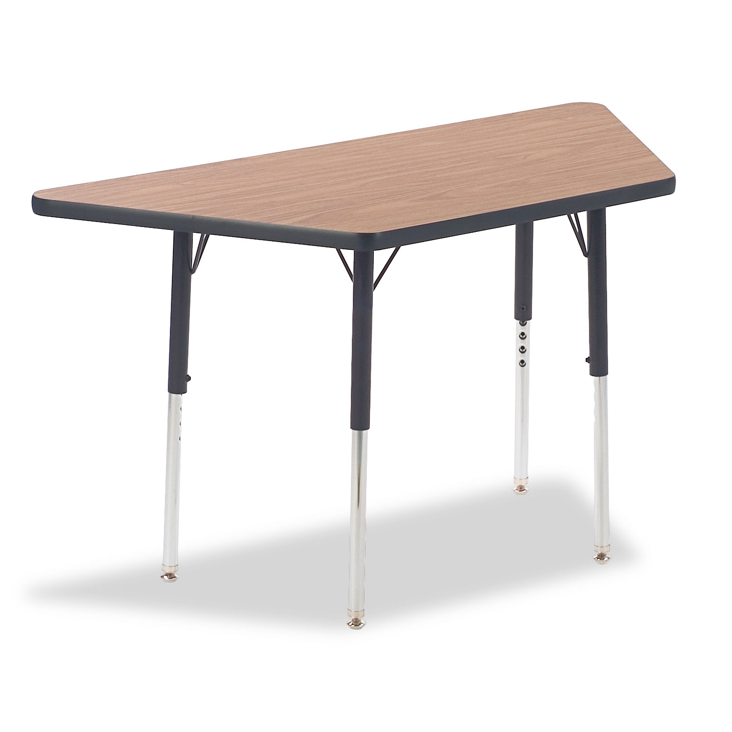 4000 Series Trapezoid Activity Table, 48w x 24d x 30h, Medium Oak/Chrome