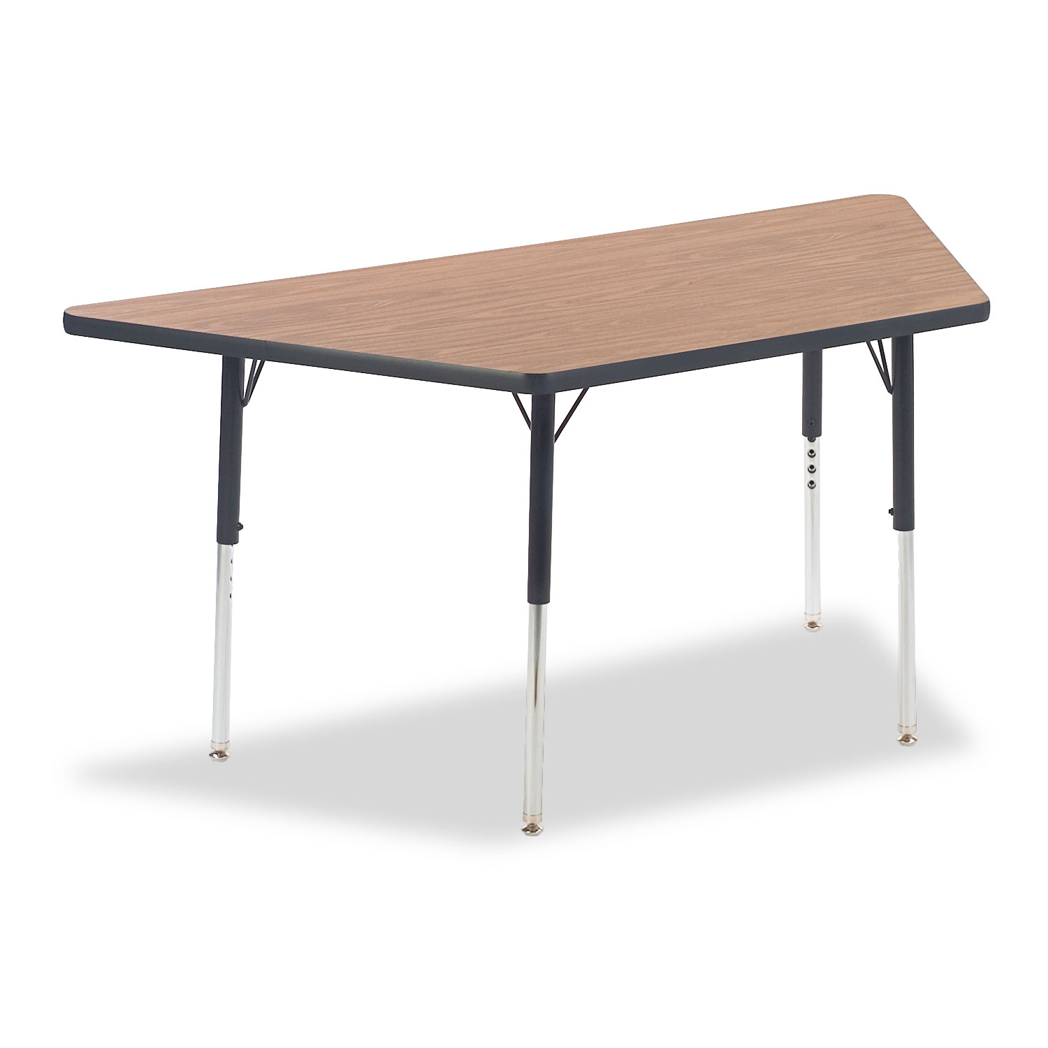 4000 Series Trapezoid Activity Table, 60w x 30d x 30h, Medium Oak/Chrome