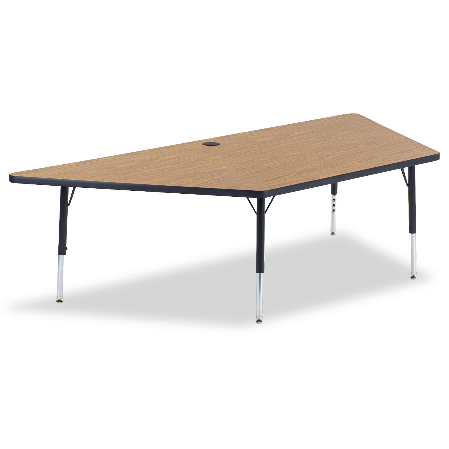 4000 Series Trapezoid Activity Table, 84w x 42d x 30h, Medium Oak/Chrome