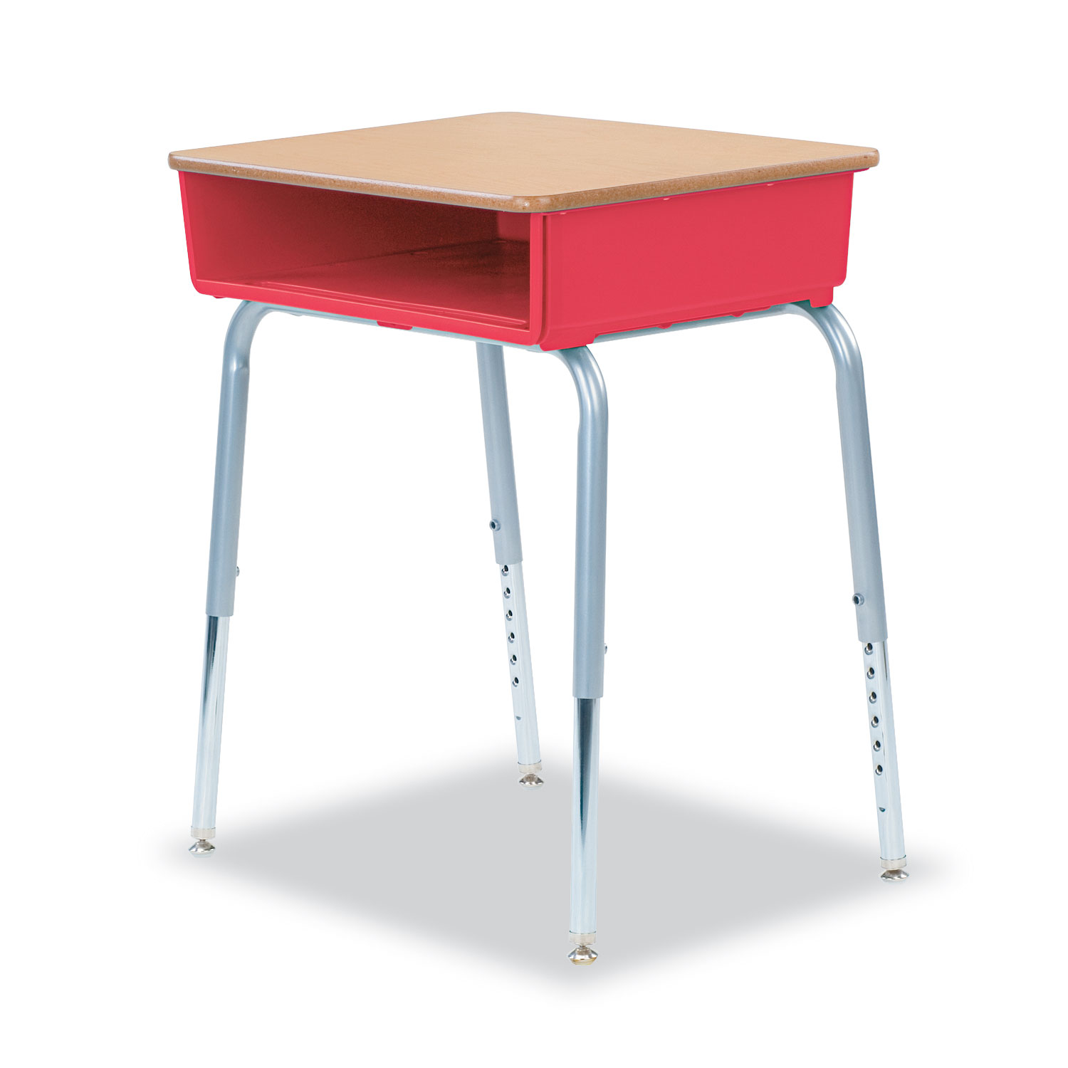 785 Open-Front Student Desk w/Colored Bookboxes, 24w x 18d, Red, 2/Carton