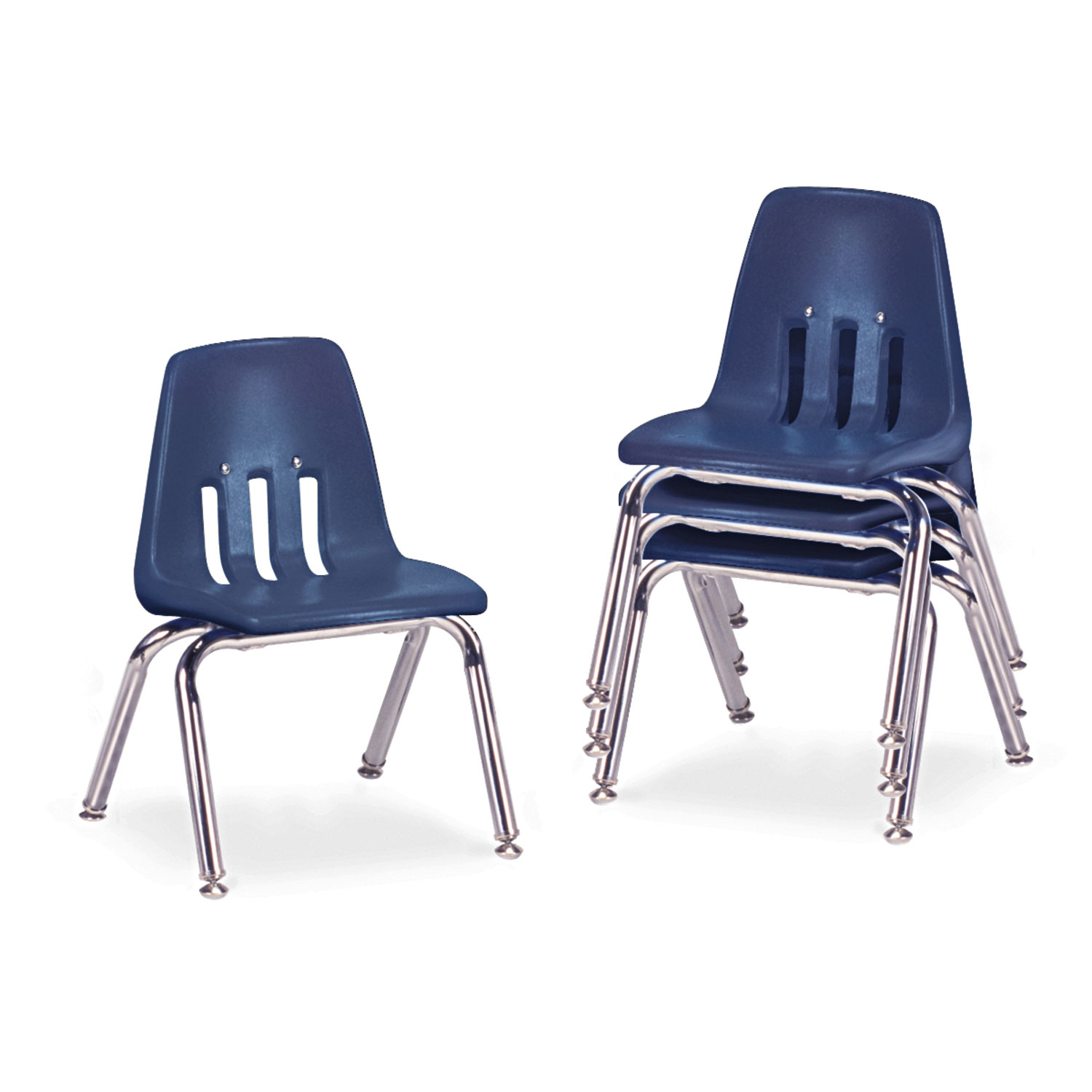 9000 Series Classroom Chairs, 12 Seat Height, Navy/Chrome, 4/Carton