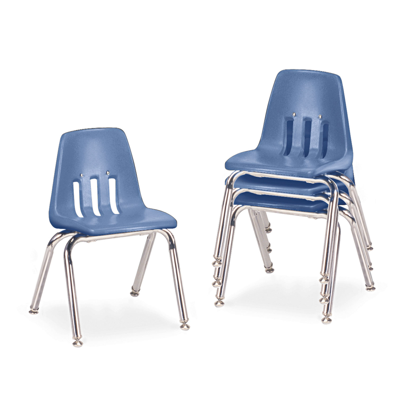 9000 Series Classroom Chairs, 14 Seat Height, Blueberry/Chrome, 4/Carton