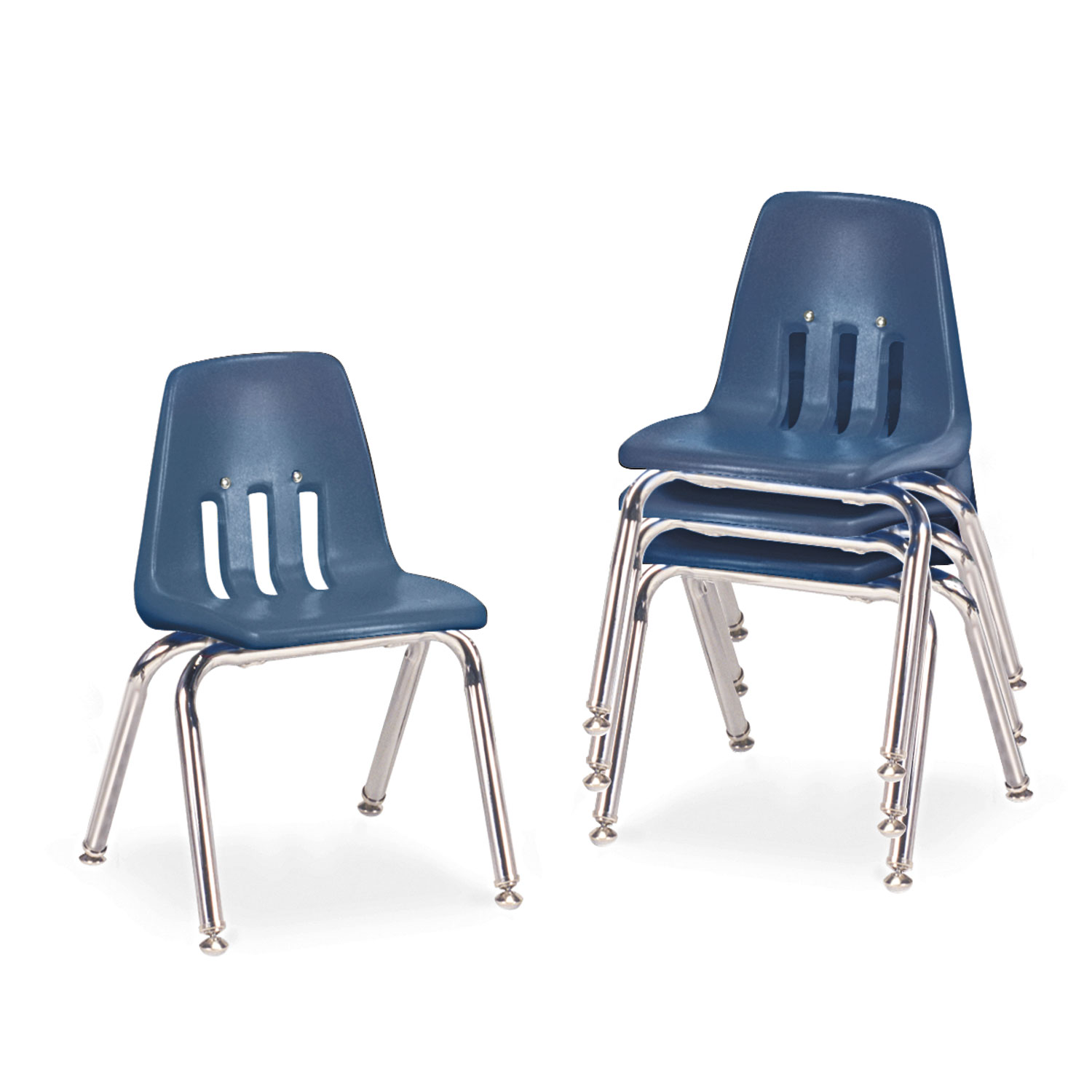 9000 Series Classroom Chairs, 14 Seat Height, Navy/Chrome, 4/Carton