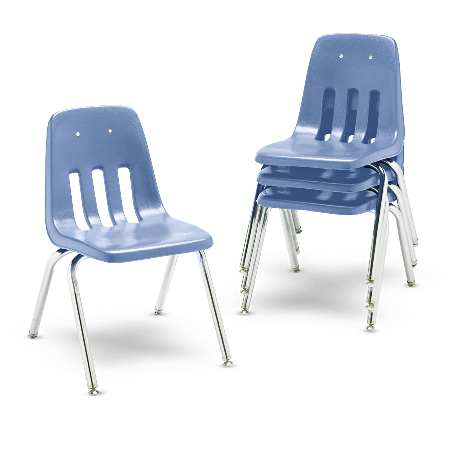 9000 Series Classroom Chairs, 16 Seat Height, Blueberry/Chrome, 4/Carton