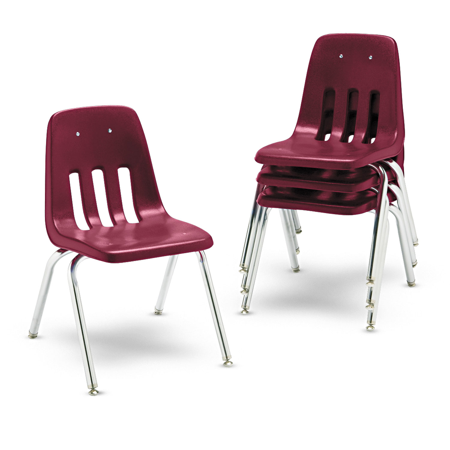 9000 Series Classroom Chairs, 16 Seat Height, Wine/Chrome, 4/Carton